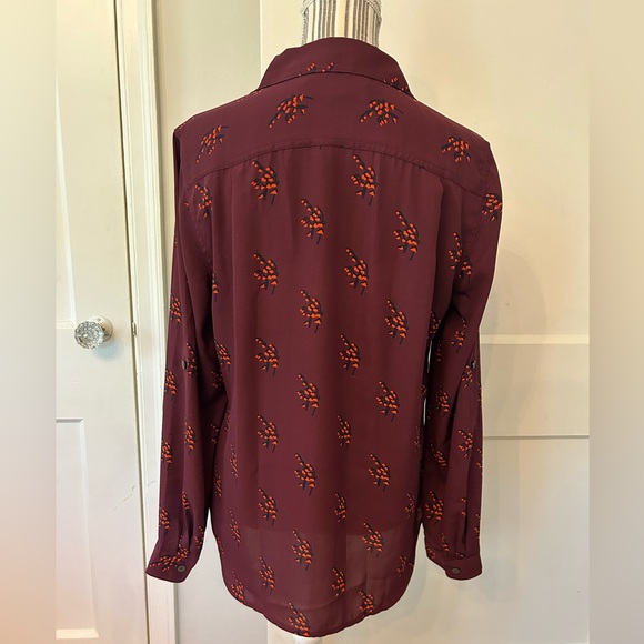 Loft Maroon Button Down Blouse - Picture 2 of 7